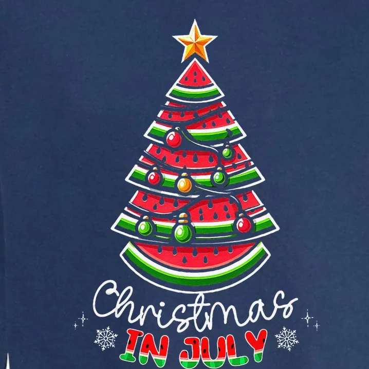 Christmas In July Watermelon Xmas Tree Summer Garment-Dyed Sweatshirt