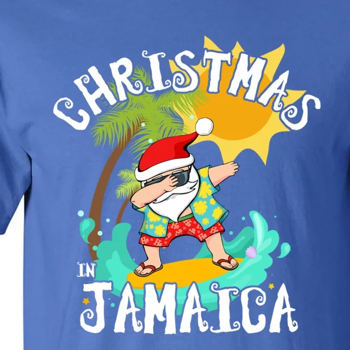 Christmas In Jamaica Dabbing Santa Family Vacation Gift Tall T-Shirt