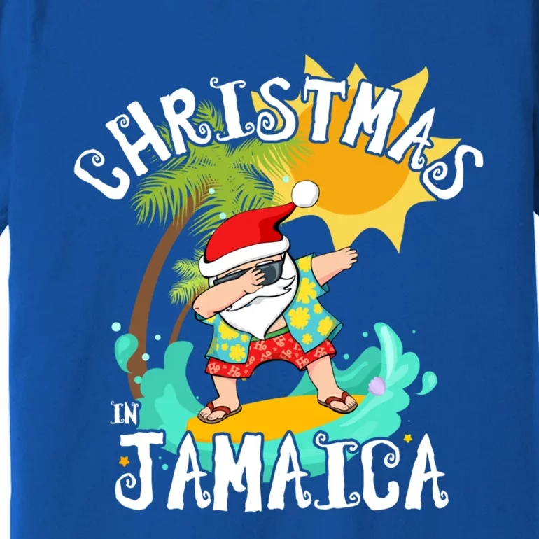 Christmas In Jamaica Dabbing Santa Family Vacation Gift Premium T-Shirt