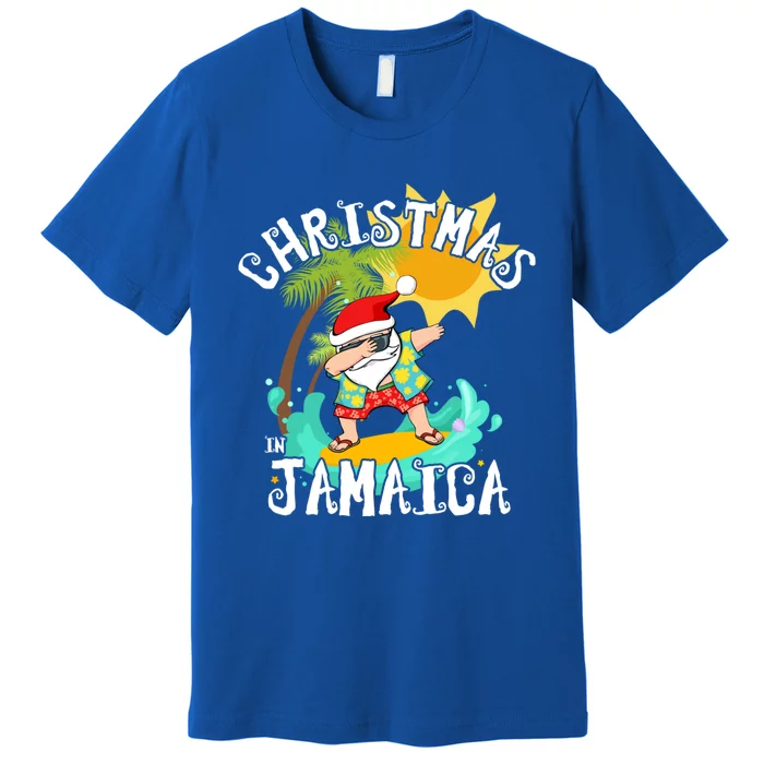 Christmas In Jamaica Dabbing Santa Family Vacation Gift Premium T-Shirt