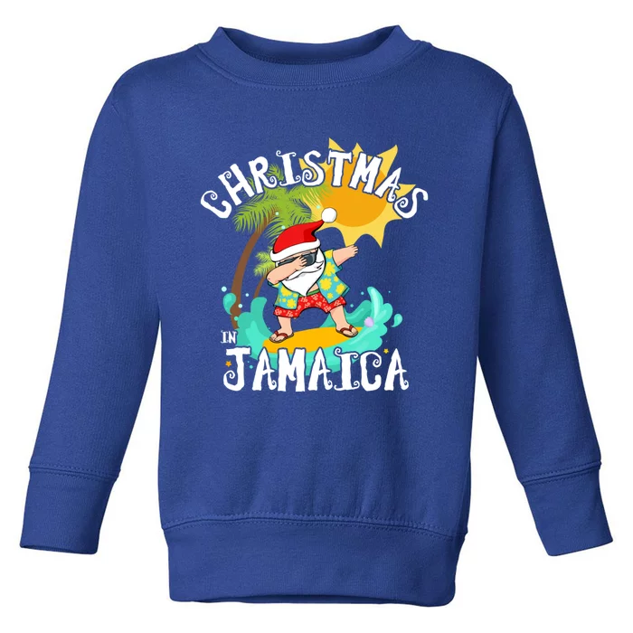 Christmas In Jamaica Dabbing Santa Family Vacation Gift Toddler Sweatshirt