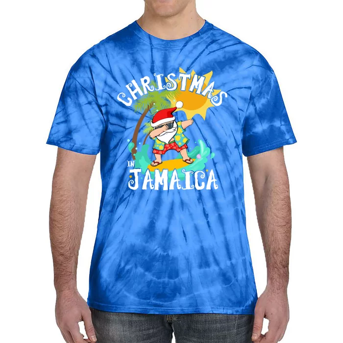 Christmas In Jamaica Dabbing Santa Family Vacation Gift Tie-Dye T-Shirt