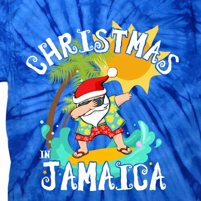 Christmas In Jamaica Dabbing Santa Family Vacation Gift Tie-Dye T-Shirt