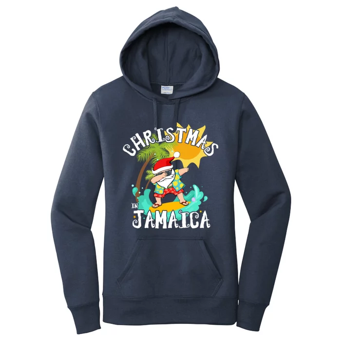 Christmas In Jamaica Dabbing Santa Family Vacation Gift Women's Pullover Hoodie