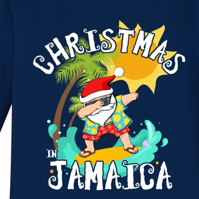 Christmas In Jamaica Dabbing Santa Family Vacation Gift Baby Long Sleeve Bodysuit