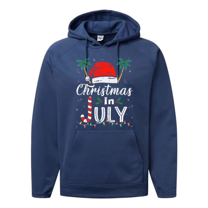 Christmas In July Santa Hat Funny Xmas Performance Fleece Hoodie