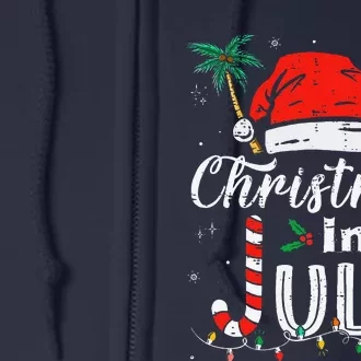 Christmas In July Santa Hat Funny Xmas Full Zip Hoodie