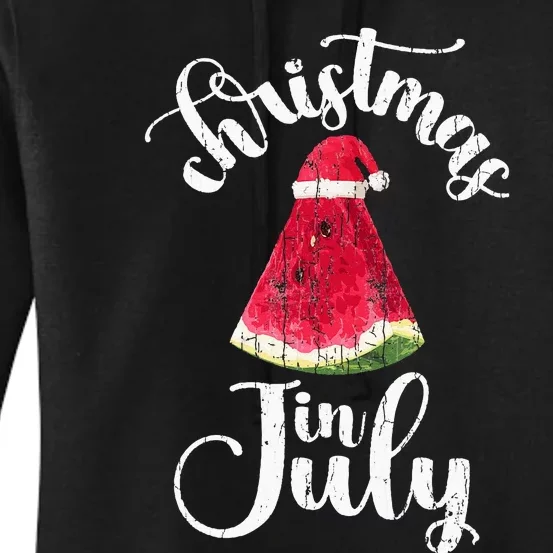 Christmas In July Watermelon Fun Santa Beach Summer Women's Pullover Hoodie