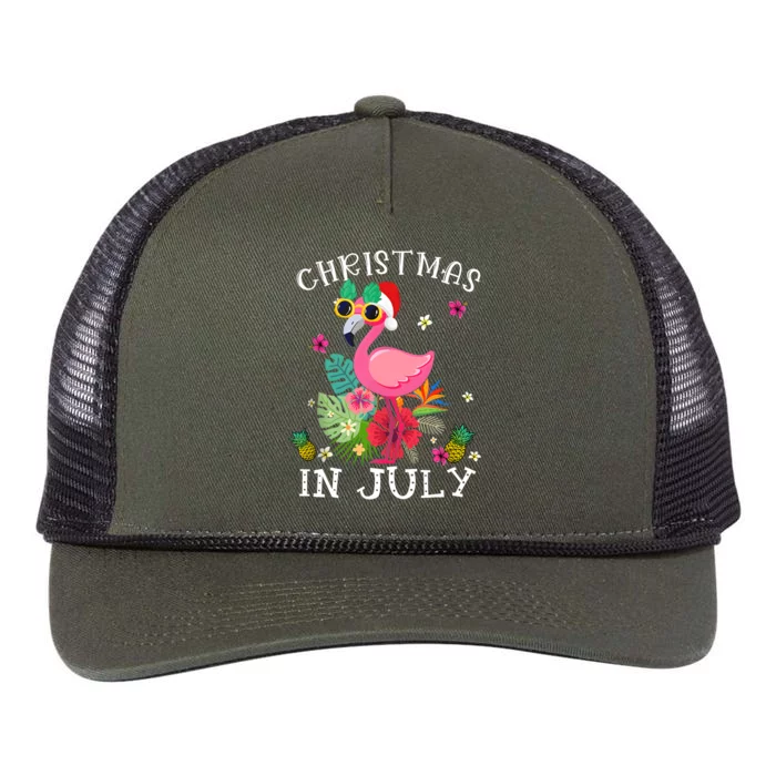 Christmas In July Pink Flamingo Hawaii Funny Women Girl Retro Rope Trucker Hat Cap