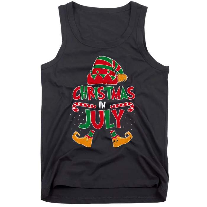 Christmas In July Elf Beach Summer Funny Christmas In July Tank Top