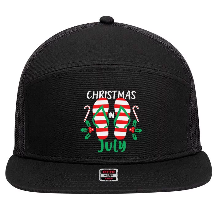 Christmas in July Flip Flops Summer Tee 7 Panel Mesh Trucker Snapback Hat