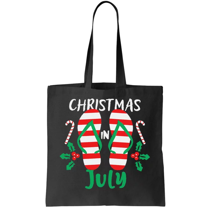 Christmas in July Flip Flops Summer Tee Tote Bag