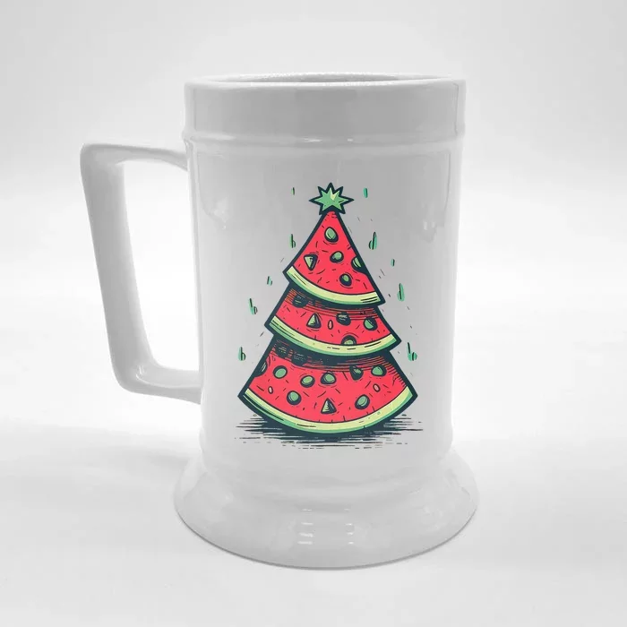 Christmas In July Watermelon Christmas Tre Front & Back Beer Stein