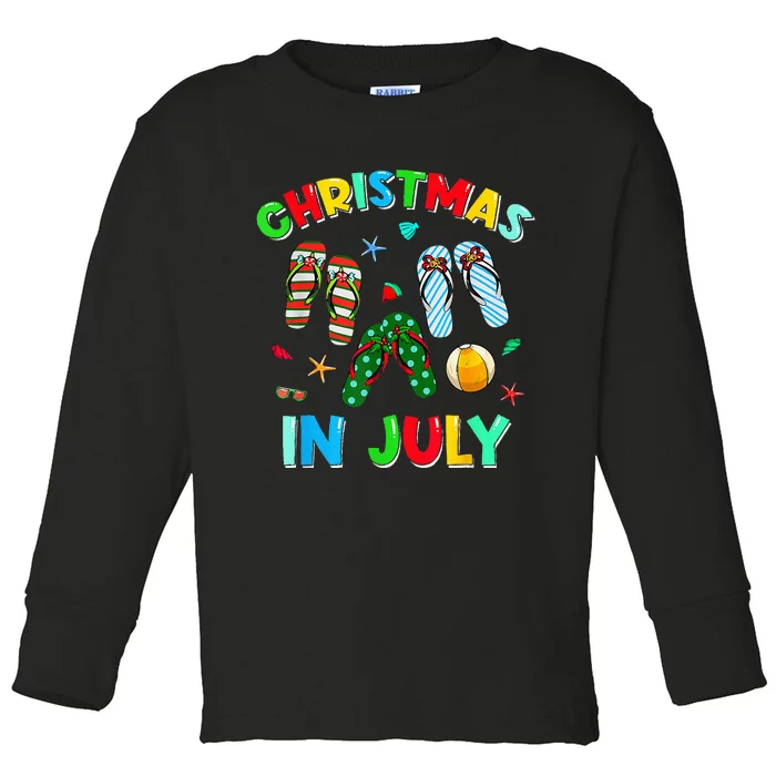 Christmas In July Flip Flop Xmas In July Decorations Party Toddler Long Sleeve Shirt