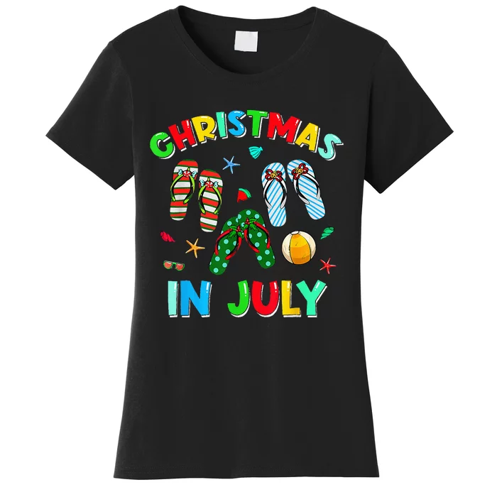 Christmas In July Flip Flop Xmas In July Decorations Party Women's T-Shirt