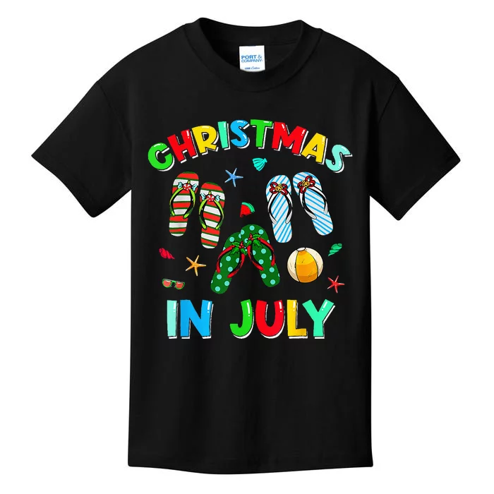 Christmas In July Flip Flop Xmas In July Decorations Party Kids T-Shirt