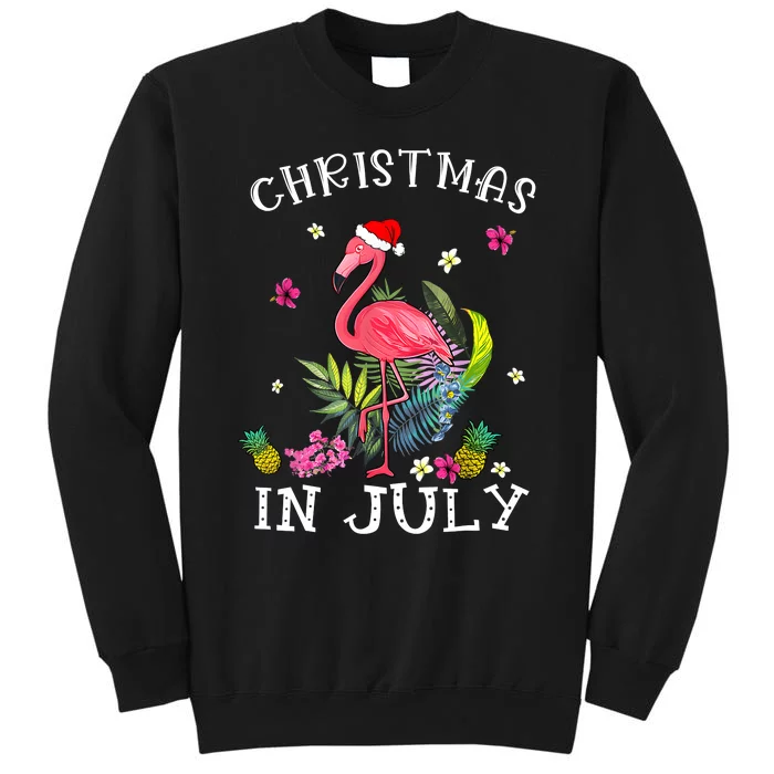 Christmas In July Shirts For Women Pink Flamingo Sweatshirt