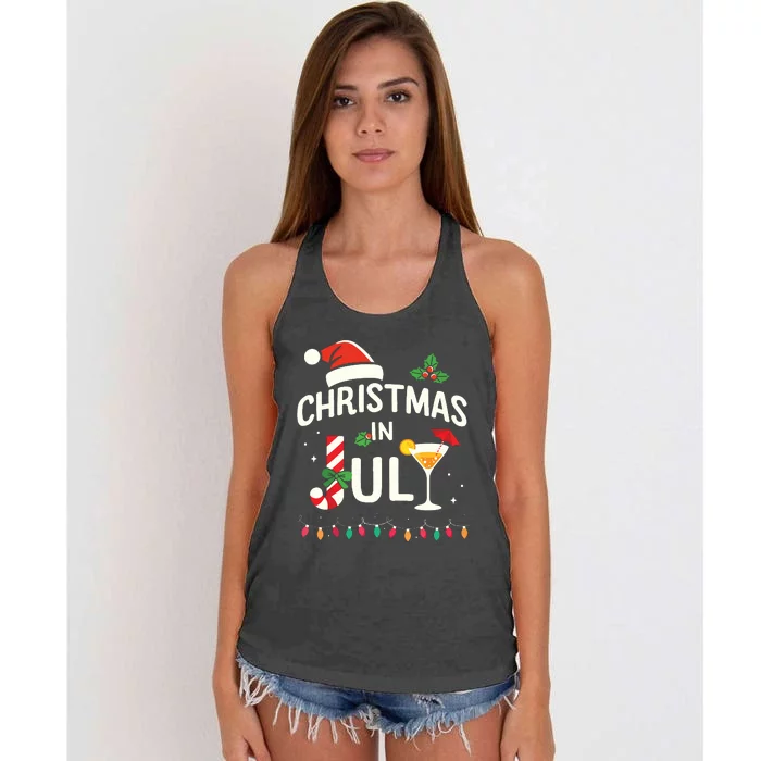 Christmas In July With Candy Cane For Summer Beach Xmas Women's Knotted Racerback Tank