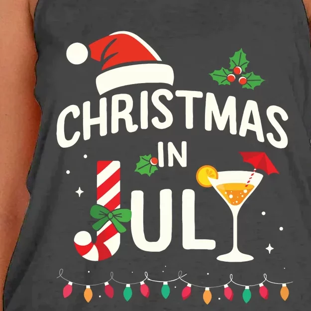 Christmas In July With Candy Cane For Summer Beach Xmas Women's Knotted Racerback Tank