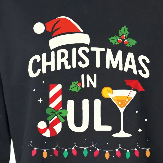 Christmas In July With Candy Cane For Summer Beach Xmas Cropped Pullover Crew