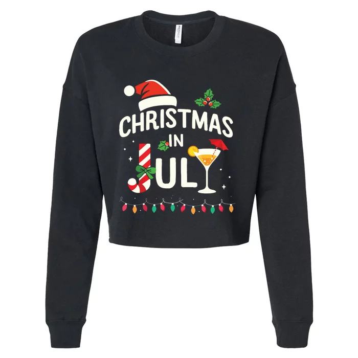 Christmas In July With Candy Cane For Summer Beach Xmas Cropped Pullover Crew