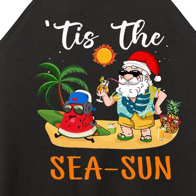 Christmas In July Santa Tis The Sea Sun Beach Fruit Juice Women’s Perfect Tri Rocker Tank