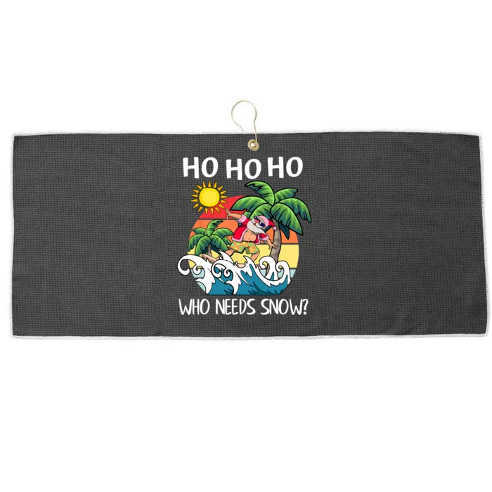 Christmas In July Funny Santa Surfing Summer Beach Vacation Large Microfiber Waffle Golf Towel