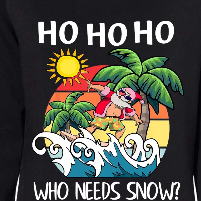 Christmas In July Funny Santa Surfing Summer Beach Vacation Womens California Wash Sweatshirt