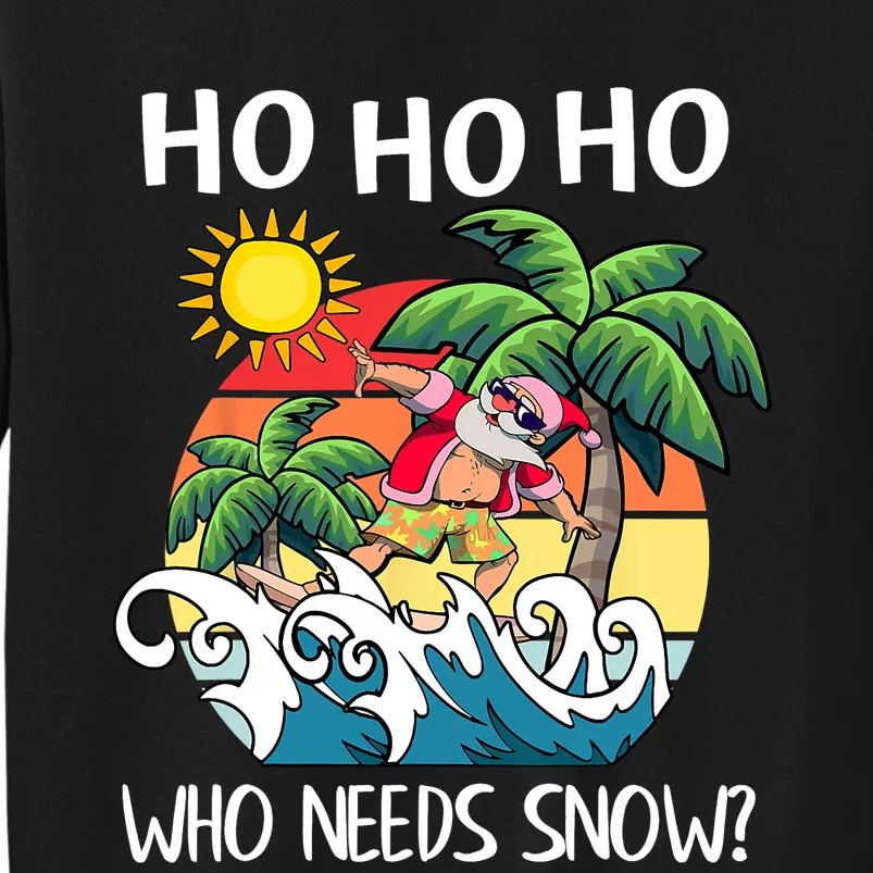 Christmas In July Funny Santa Surfing Summer Beach Vacation Tall Sweatshirt