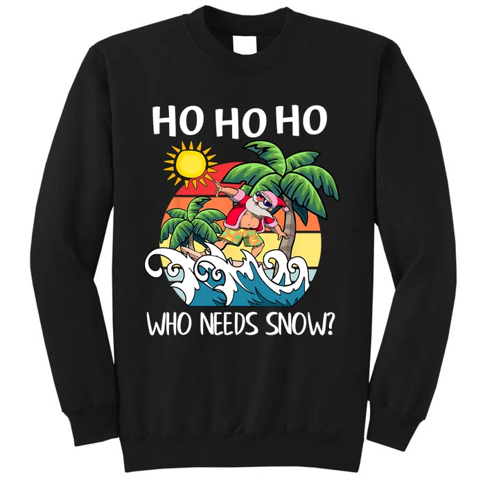 Christmas In July Funny Santa Surfing Summer Beach Vacation Tall Sweatshirt