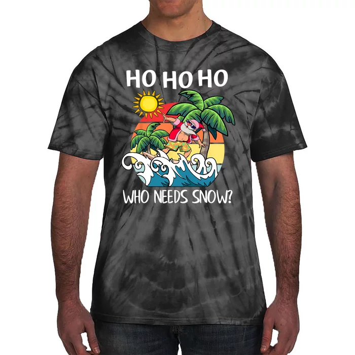 Christmas In July Funny Santa Surfing Summer Beach Vacation Tie-Dye T-Shirt