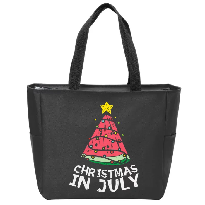 Christmas In July Watermelon Xmas Tree Summer Zip Tote Bag