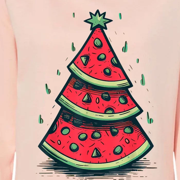 Christmas In July Watermelon Christmas Tree Womens California Wash Sweatshirt