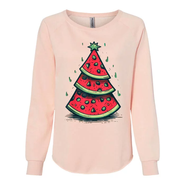 Christmas In July Watermelon Christmas Tree Womens California Wash Sweatshirt