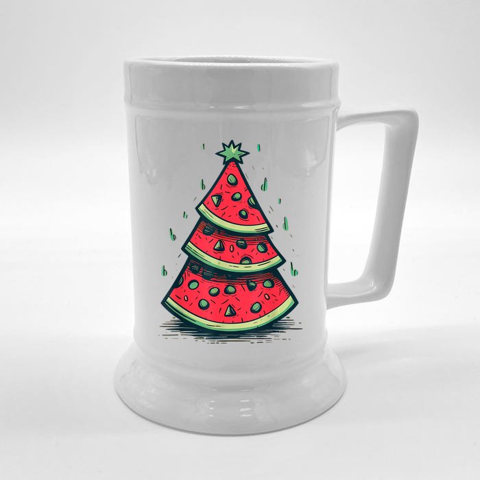 Christmas In July Watermelon Christmas Tree Front & Back Beer Stein