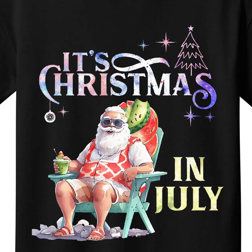 Christmas In July Santa Beach Summer Float Xmas Funny Kids T-Shirt