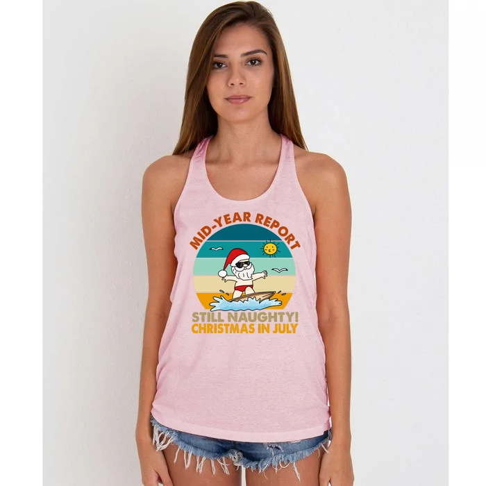 Christmas In July Still Naughty Santa Funny Women's Knotted Racerback Tank