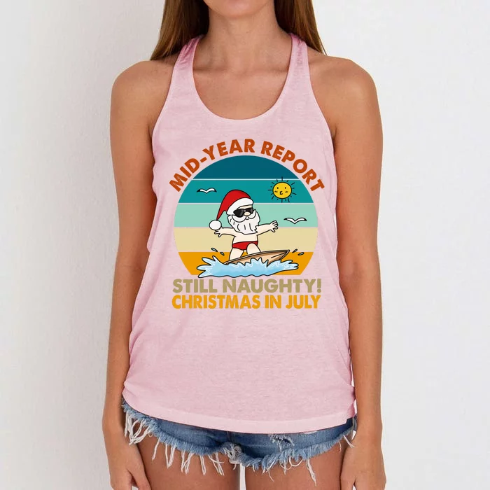 Christmas In July Still Naughty Santa Funny Women's Knotted Racerback Tank