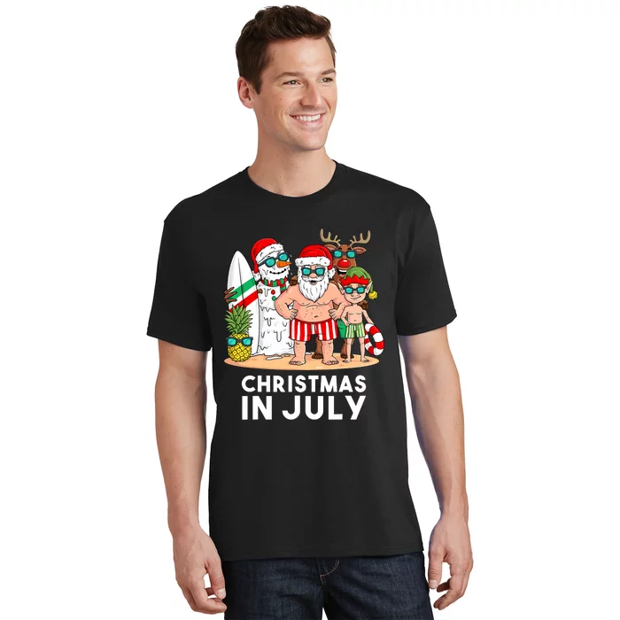 Christmas In July Santa And Friends Xmas Summer Boy Kids T-Shirt