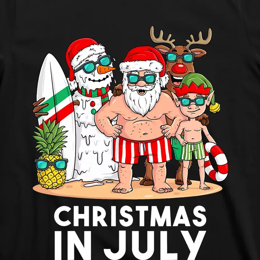 Christmas In July Santa And Friends Xmas Summer Boy Kids T-Shirt