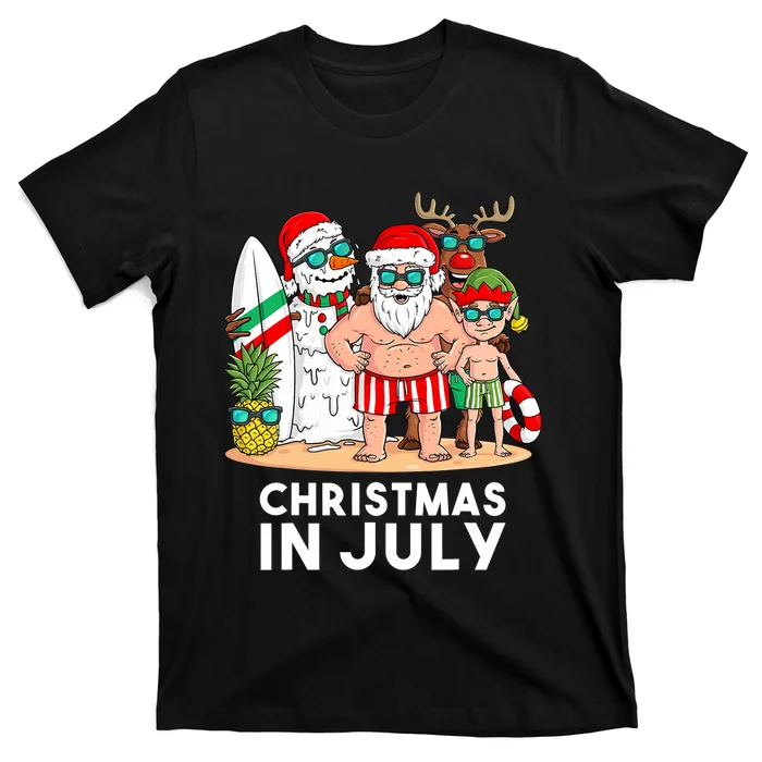 Christmas In July Santa And Friends Xmas Summer Boy Kids T-Shirt