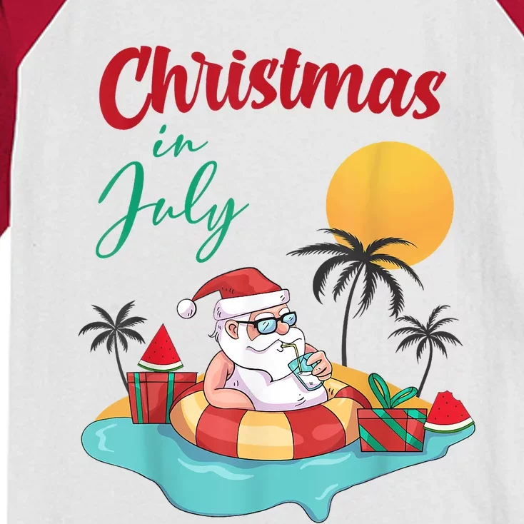 Christmas In July Watermelon Xmas Palm Summer Men Women Kids Kids Colorblock Raglan Jersey