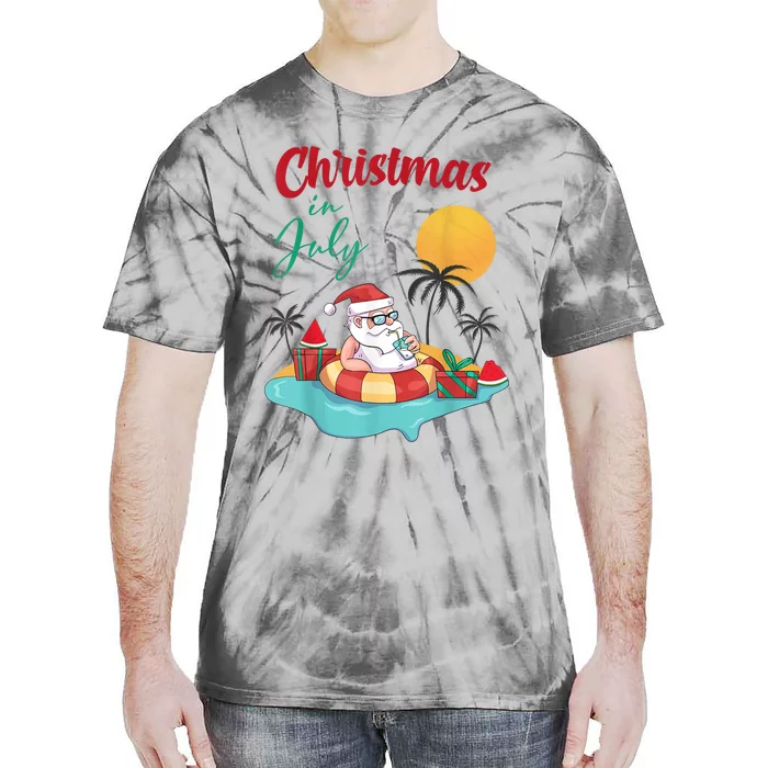 Christmas In July Watermelon Xmas Palm Summer Men Women Kids Tie-Dye T-Shirt