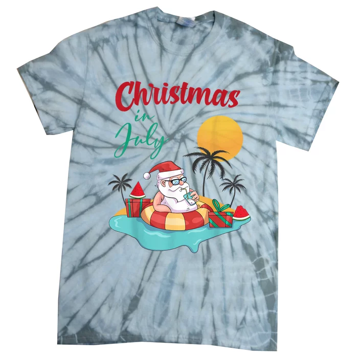 Christmas In July Watermelon Xmas Palm Summer Men Women Kids Tie-Dye T-Shirt