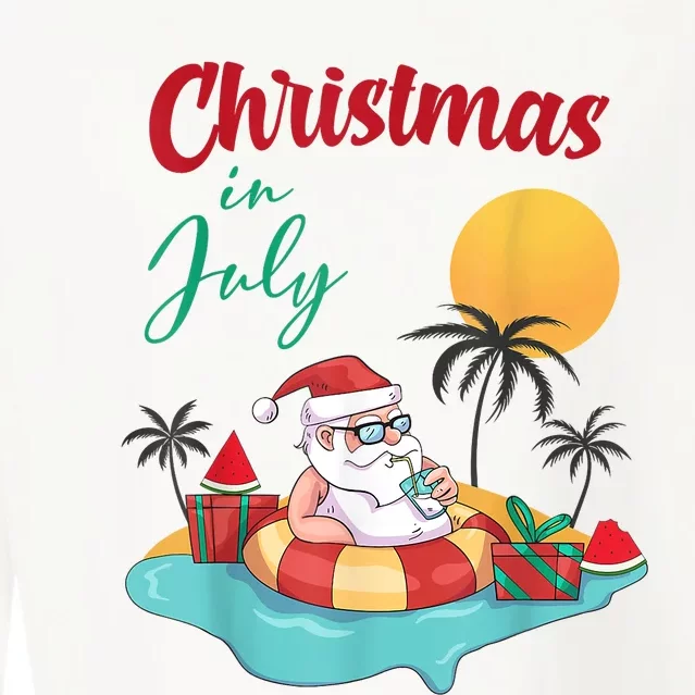 Christmas In July Watermelon Xmas Palm Summer Men Women Kids Cropped Pullover Crew