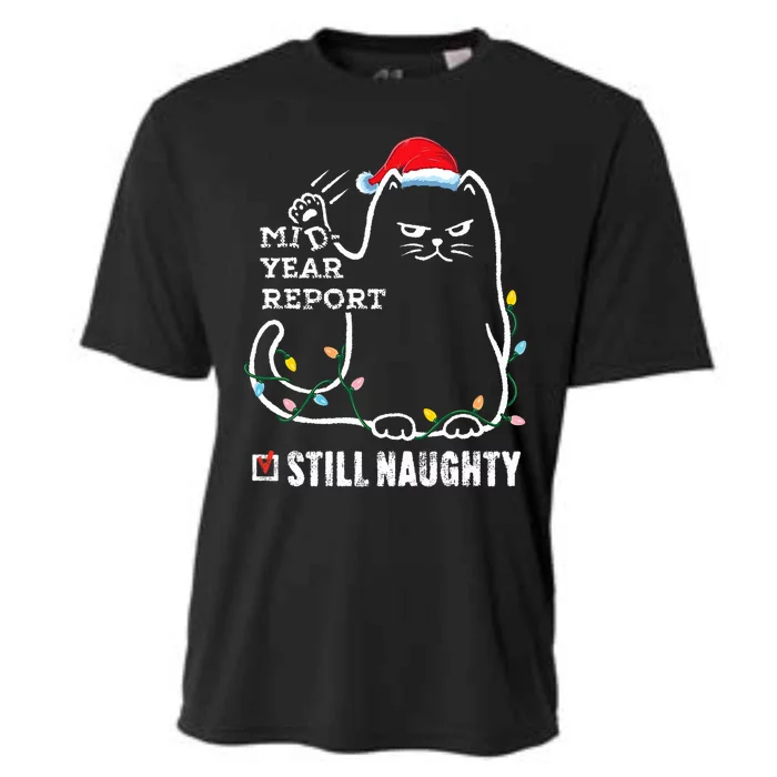 Christmas In July Mid Year Report Still Naughty Santa Cat Cooling Performance Crew T-Shirt