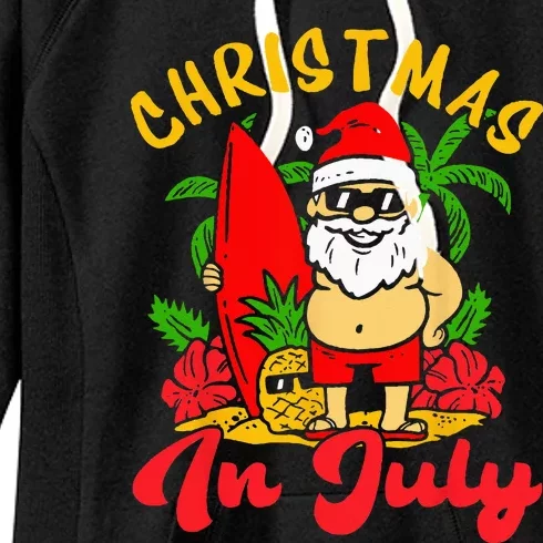 Christmas In July Santa Claus Vacation Summer Women's Fleece Hoodie