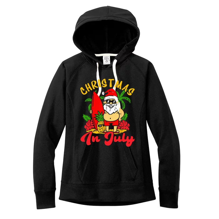 Christmas In July Santa Claus Vacation Summer Women's Fleece Hoodie