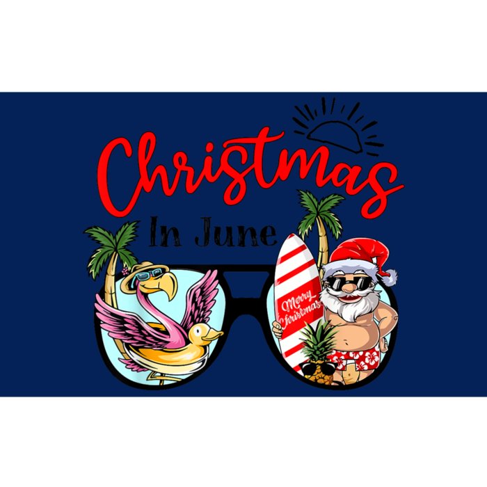 Christmas In June Sunglasses Santa Flamingo Summer Vacation Bumper Sticker