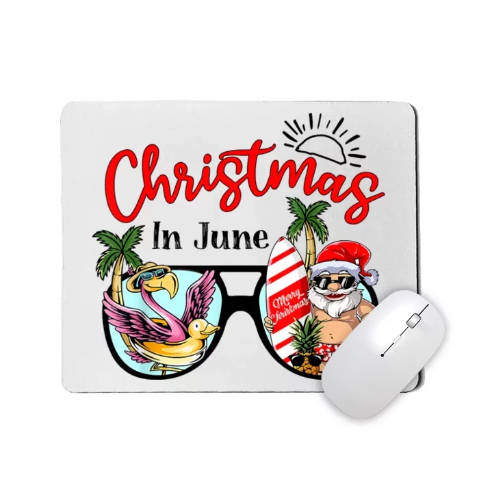 Christmas In June Sunglasses Santa Flamingo Summer Vacation Mousepad